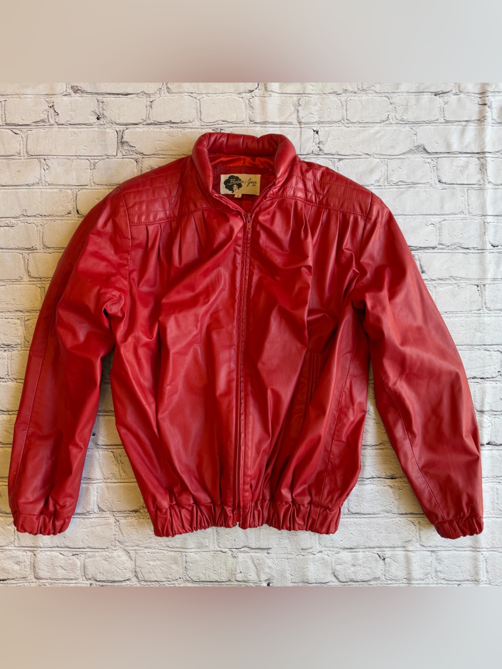 Vintage 1980s Barbara Jean Red Leather Bomber Jacket Women’s  4 Retro Statement